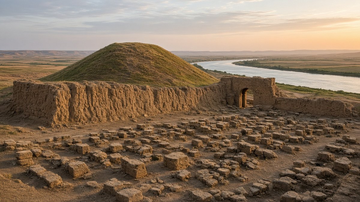 Dicle kıyısında Asurlular’ın başkenti Ninova’nın kerpiç sur kalıntıları ve höyüğü, temsili görsel