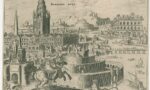 Babil Asma Bahçeleri’ni sağ arkada kemerli teraslar olarak gösteren 1572 tarihli Heemskerck gravürü