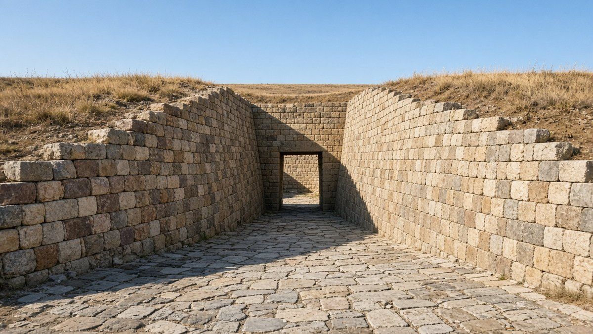 Gordion: Friglerin Başkenti, Midas Höyüğü ve Düğümün Hikâyesi 1 Gordion’da Erken Frig kalesinin taş duvarlı giriş kapısı ve rampası, temsili görsel