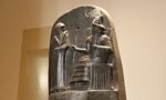 Louvre Müzesi’ndeki Hammurabi Kanunları stelinin Şamaş ve Hammurabi kabartmalı üst bölümü
