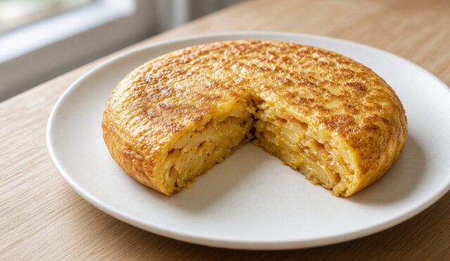 İspanyol Tortillası (Tortilla de Patatas) servis kasesinde, iştah açıcı yakın çekim