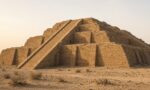 Sümerler döneminden kalan Ur zigguratının kerpiç basamakları ve merdivenleri akşam ışığında, temsili görsel