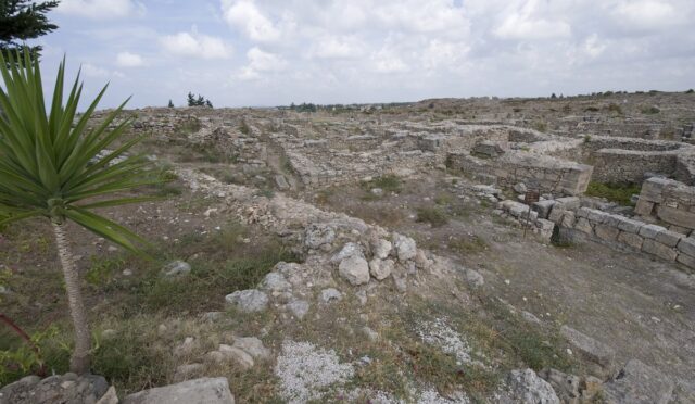 Ugarit arkeolojik alanının Ras Şamra höyüğündeki genel görünümü